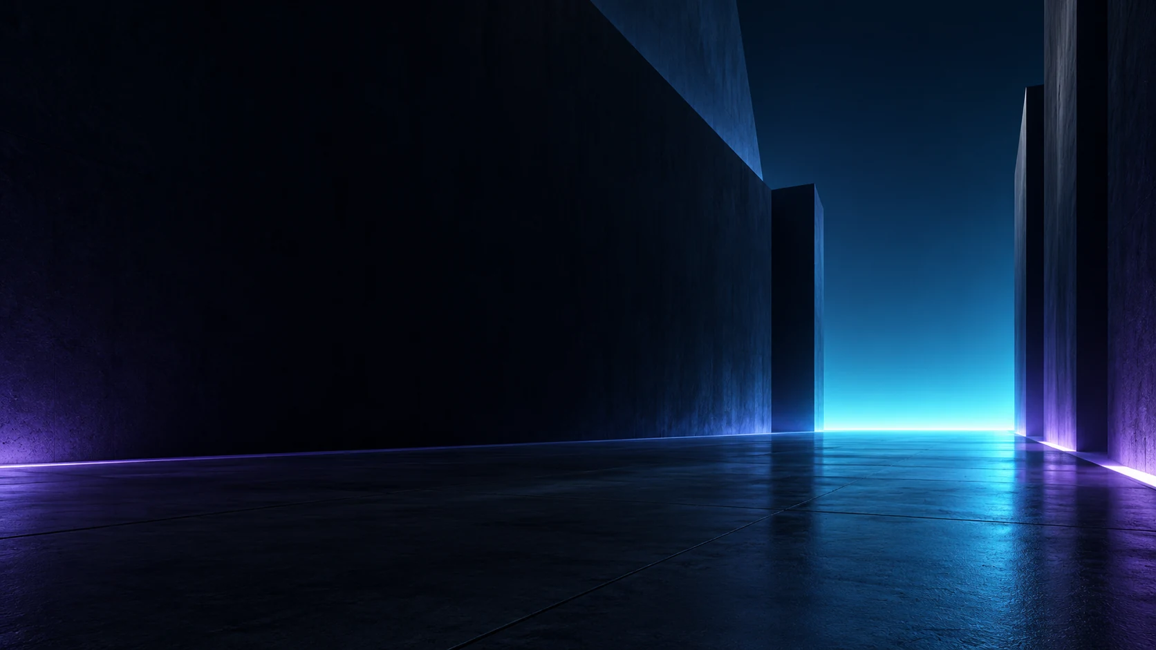 Luminous blue Rift Conduit artwork spanning a dark panoramic horizon