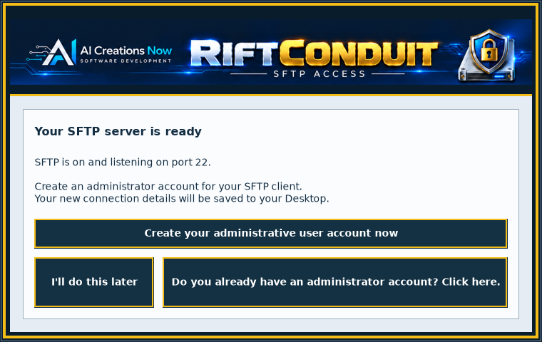 A clear next step — supplied Rift Conduit interface preview